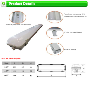 1.2m 40W IP65 Weatherproof LED Batten Linear Light